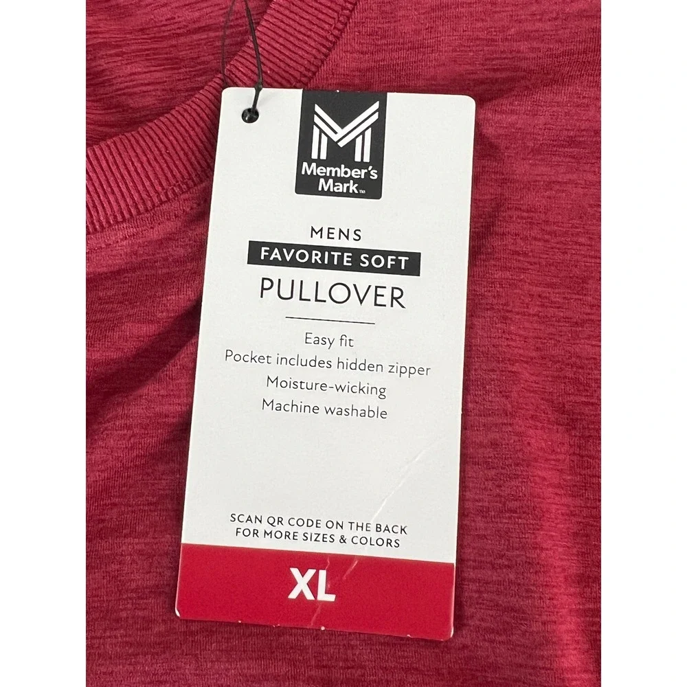 Members Mark Mens Favorite Soft Pullover Burgundy XL MM25549 Long Sleeve Shirt